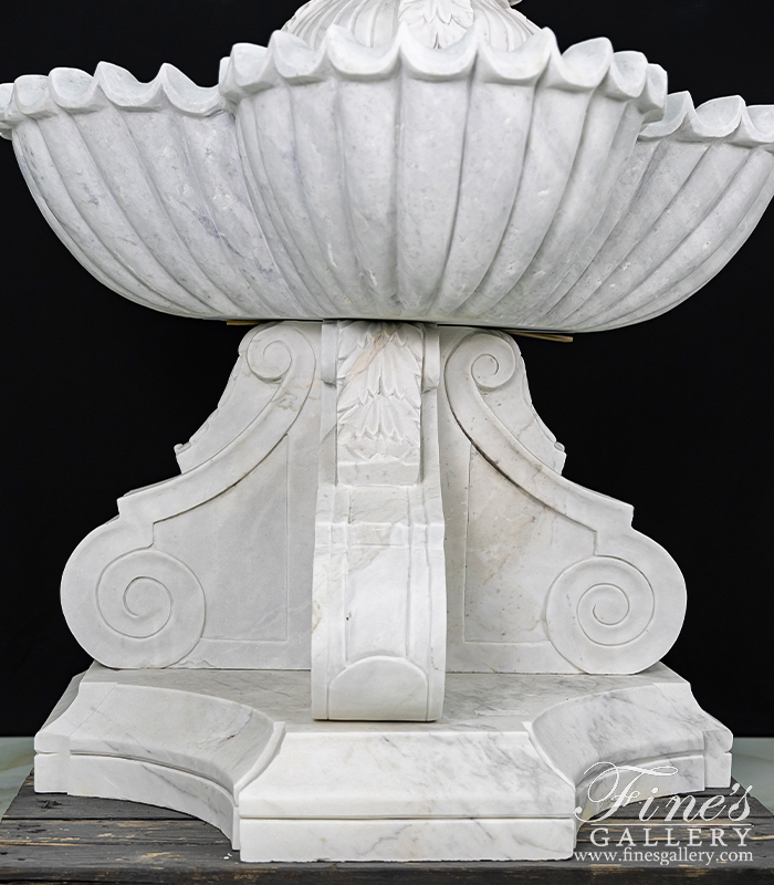 Marble Fountains  -  Luxurious Two Tiered White Marble Fountain - MF-1784